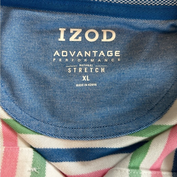 IZOD Advantage Performance Pastel Stripe White Short Sleeve Polo Shirt Men's XL. - Picture 7 of 11